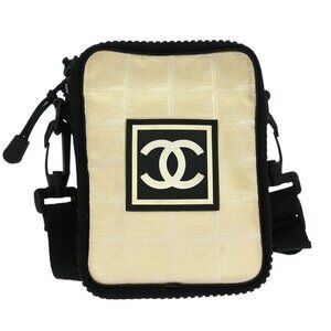 Chanel Black White Nylon Jacquard Travel Line Crossbody Bag